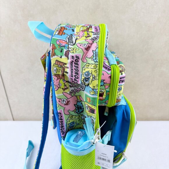 NWT Sponge Bob Kids 5 Pc. Set Backpack 17'' Utility Case Lunch Box Water Bottle - Picture 6 of 7
